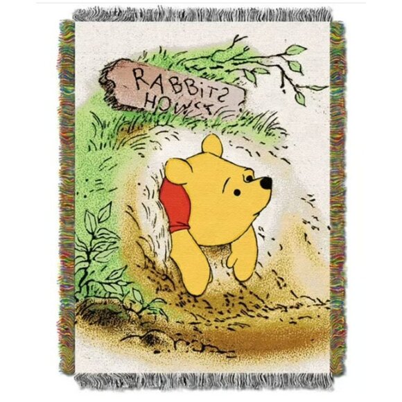 NWT Disney Winnie The Pooh Vintage Pooh Woven Tapestry Throw Blanket - Picture 1 of 4
